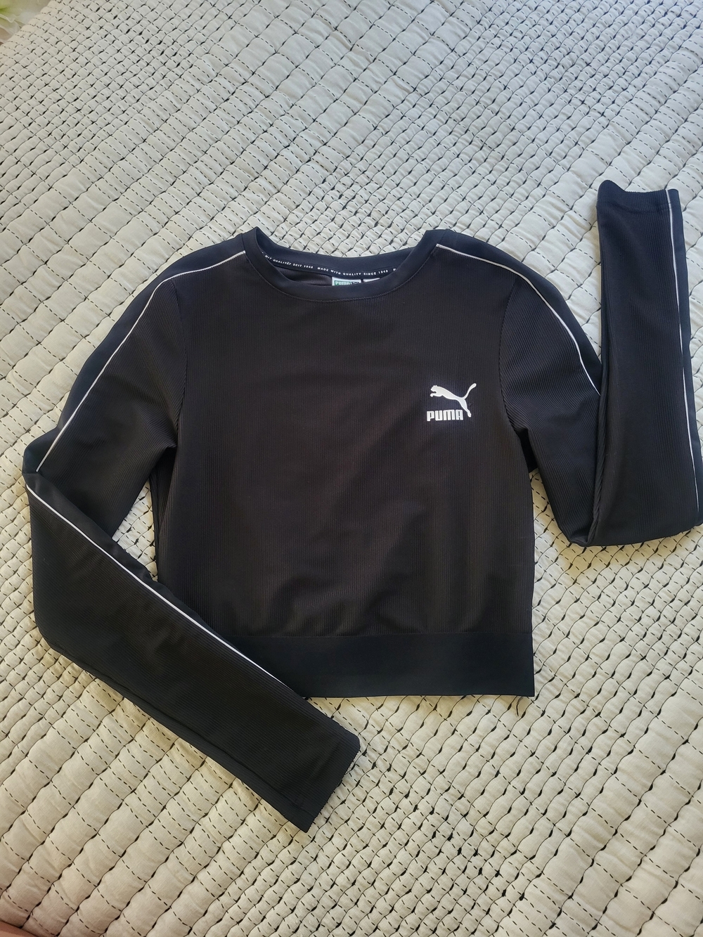 Puma Black Crewneck Sweatshirt with White Piping